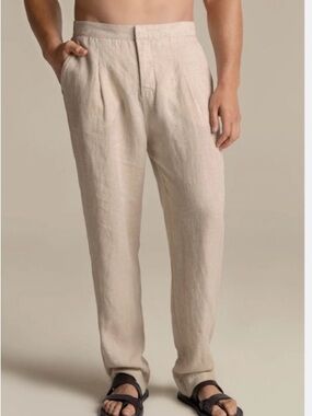 Men's Linen Chinos in Light Beige - Classic Casual Pants linen blend